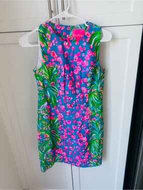 Lilly Pulitzer mila stretch shift turquoise shore I spy engineered woven dress 0